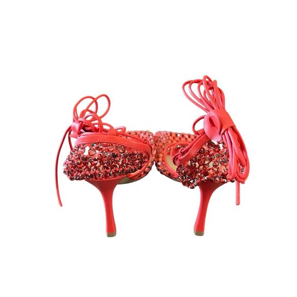 Bottega Veneta Mesh Crystal Embellished Sparkle Ankle Tie Heels NEW EU 38 US 8 - Picture 9 of 15